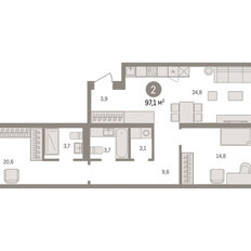 Квартира 97,1 м², 2-комнатная - изображение 3