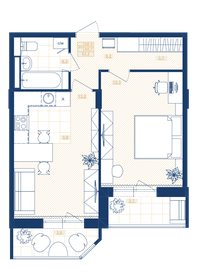 Квартира 53,2 м², 1-комнатная - изображение 1