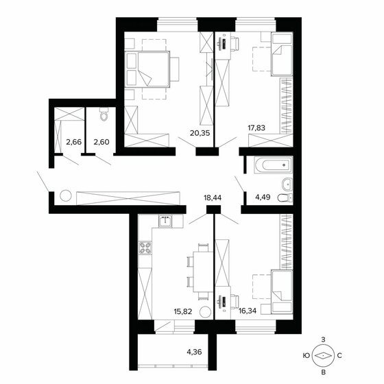 69,9 м², 3-комнатная квартира 9 047 443 ₽ - изображение 31