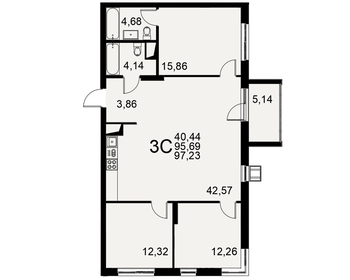 Квартира 97,2 м², 3-комнатная - изображение 1