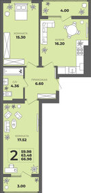 Квартира 63,5 м², 2-комнатная - изображение 1