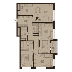 Квартира 117,3 м², 4-комнатная - изображение 1