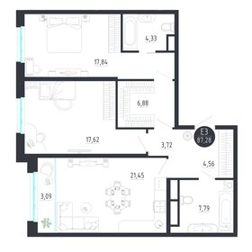 Квартира 87,3 м², 2-комнатная - изображение 1