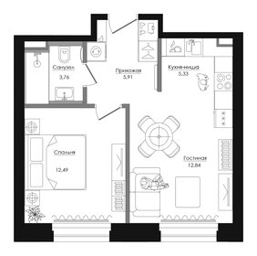 Квартира 42,7 м², 1-комнатная - изображение 2