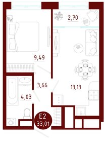 Квартира 33 м², 1-комнатная - изображение 1