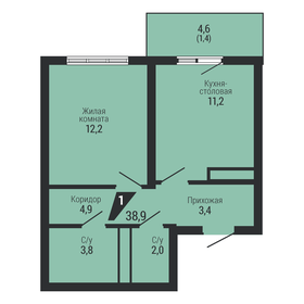 Квартира 38,9 м², 1-комнатная - изображение 2