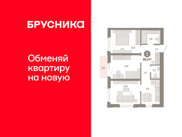 Квартира 66,3 м², 3-комнатная - изображение 1