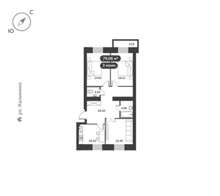 Квартира 79,1 м², 3-комнатная - изображение 1