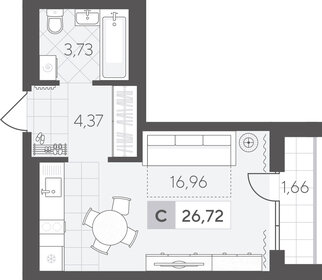 Квартира 26,7 м², студия - изображение 1