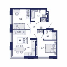 Квартира 58 м², 2-комнатная - изображение 3
