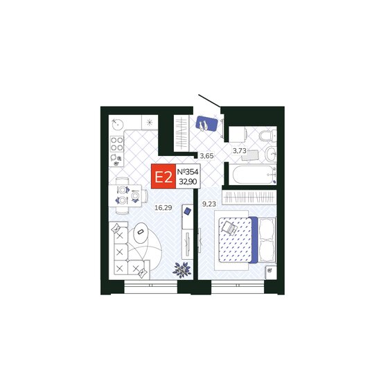 32,7 м², 1-комнатная квартира 4 518 120 ₽ - изображение 15