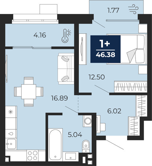 36,3 м², 1-комнатная квартира 4 124 800 ₽ - изображение 22