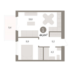 Квартира 44,4 м², 1-комнатная - изображение 3