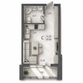 Квартира 28,9 м², студия - изображение 1