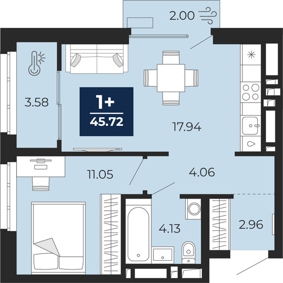 36,3 м², 1-комнатная квартира 4 124 800 ₽ - изображение 23