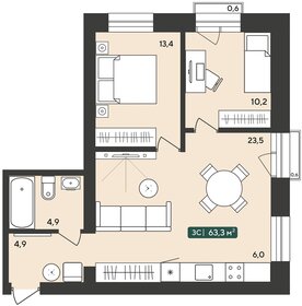 Квартира 63,3 м², 3-комнатная - изображение 1