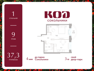 Квартира 37,3 м², 1-комнатная - изображение 1