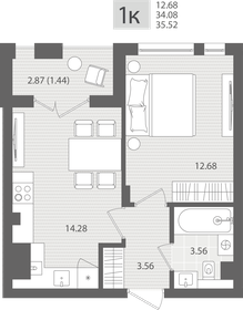 Квартира 35,5 м², 1-комнатная - изображение 1