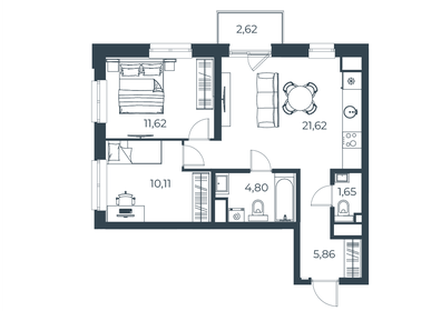 Квартира 58,3 м², 2-комнатная - изображение 1