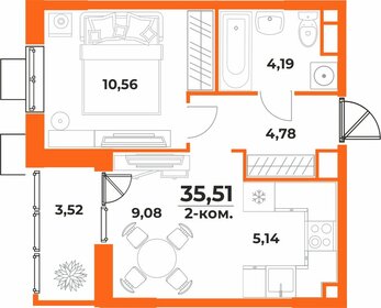 Квартира 35,5 м², 2-комнатная - изображение 1