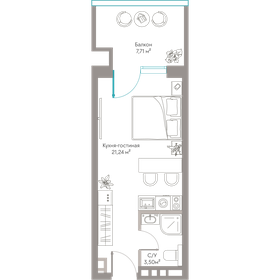 Квартира 32,5 м², студия - изображение 1