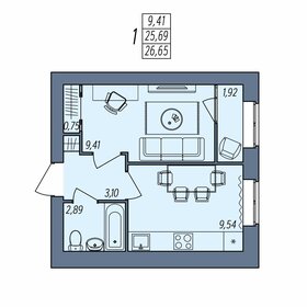 Квартира 26,7 м², 1-комнатная - изображение 1