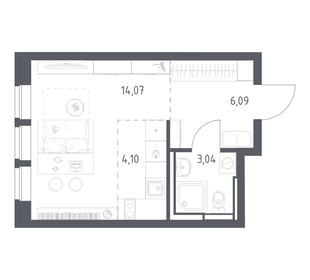Квартира 27,3 м², студия - изображение 1