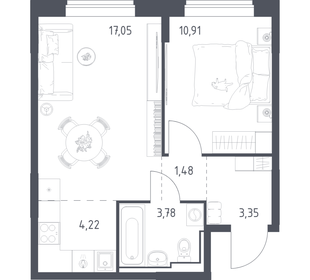 Квартира 40,8 м², 1-комнатная - изображение 1