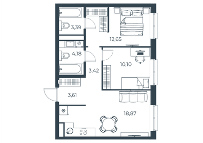 Квартира 56,2 м², 2-комнатная - изображение 1
