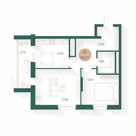 Квартира 60,1 м², 2-комнатная - изображение 1
