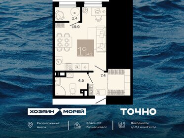 Квартира 33 м², студия - изображение 1