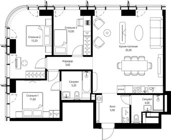 Квартира 90,5 м², 3-комнатная - изображение 2