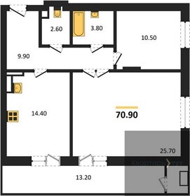 Квартира 70,9 м², 2-комнатная - изображение 1