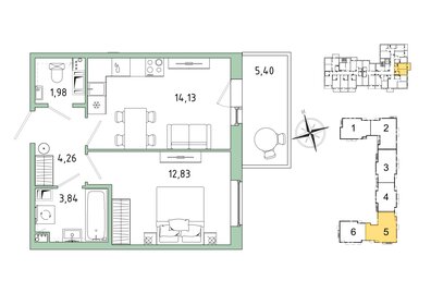 Квартира 38,7 м², 1-комнатная - изображение 1
