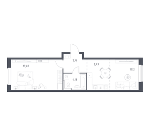Квартира 47,6 м², 1-комнатная - изображение 1