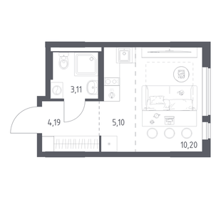 Квартира 22,6 м², студия - изображение 1