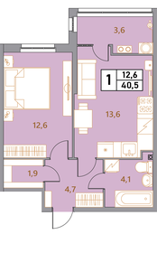 Квартира 40,5 м², студия - изображение 1