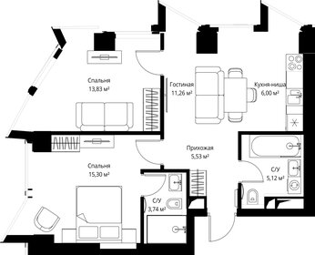 Квартира 60,7 м², 2-комнатная - изображение 2