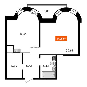 Квартира 56 м², 1-комнатная - изображение 1