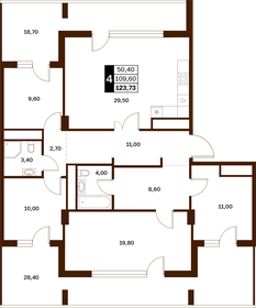 Квартира 123,7 м², 4-комнатная - изображение 1