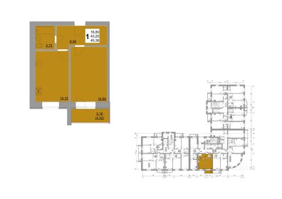 Квартира 45 м², 1-комнатная - изображение 1