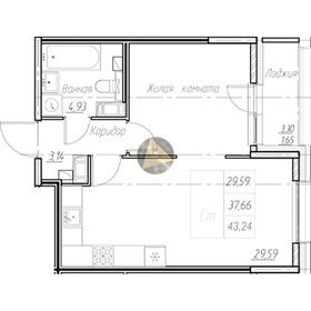 Квартира 43,2 м², студия - изображение 1