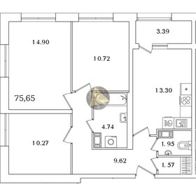 Квартира 75,7 м², 3-комнатная - изображение 1