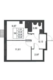 Квартира 34 м², 1-комнатная - изображение 3