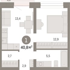 Квартира 40,8 м², 1-комнатная - изображение 3
