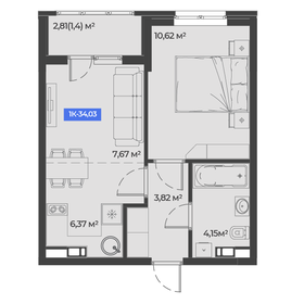 Квартира 34 м², 1-комнатная - изображение 1