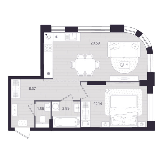 41,9 м², 1-комнатная квартира 11 698 000 ₽ - изображение 21