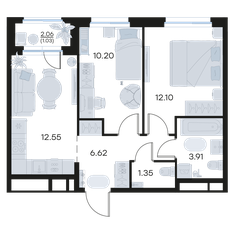 Квартира 47,8 м², 2-комнатная - изображение 3
