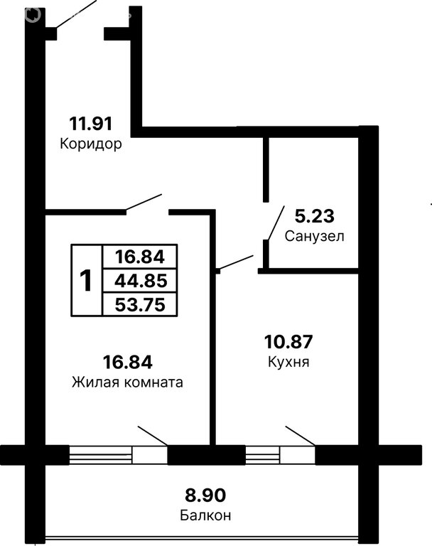 Варианты планировок ЖК «Волна-Клуб» - планировка 1
