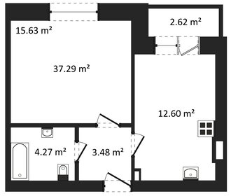 Квартира 37,3 м², 1-комнатная - изображение 1
